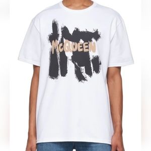 Alexander McQueen White Graffiti T-Shirt XLarge.